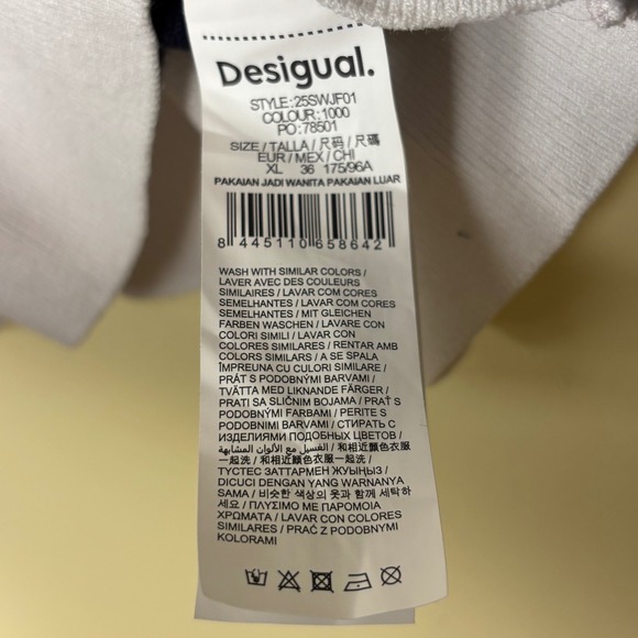 NWOT DESIGUAL Asymmetric Stripe Sweatshirt White Navy Size Large Casual Workwear - Picture 8 of 12